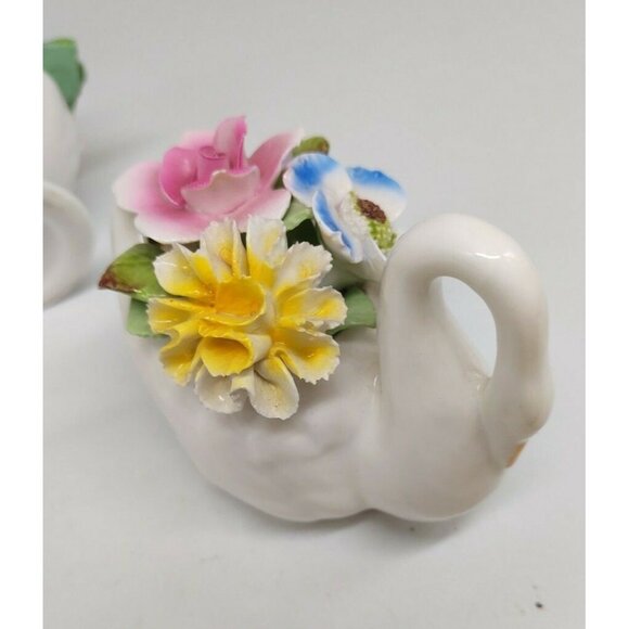 Vintage Royal Stratford Bone China Floral Swan & Basket 1970's - Picture 12 of 12